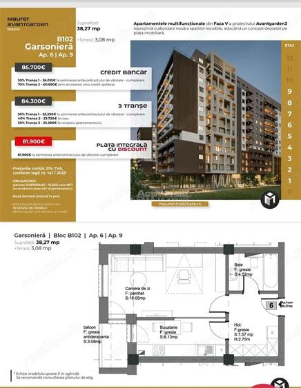 Garsonieră decomandată în Avantgarden