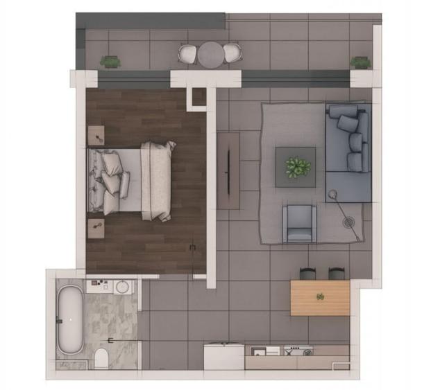 Apartament 2 camere 48,39mp, ansamblu NZEB, zona Terra - 1