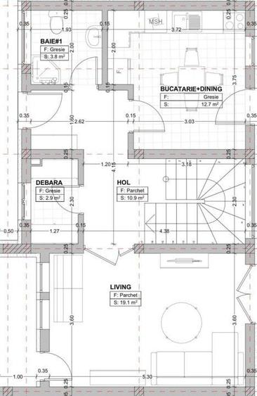 Casa cuplata 4 camere, 114 mp, 100 mp teren, zona Terra - 2
