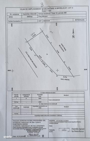 Teren intravilan de vanzare Mioveni 7.002 mp Deschidere 70 m la bld. - 6