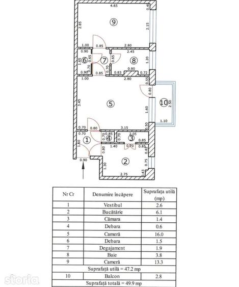 Apartament 2 camere, b-dul Garii, etaj 1/4, 47 mp, baie cu geam, liber - 9