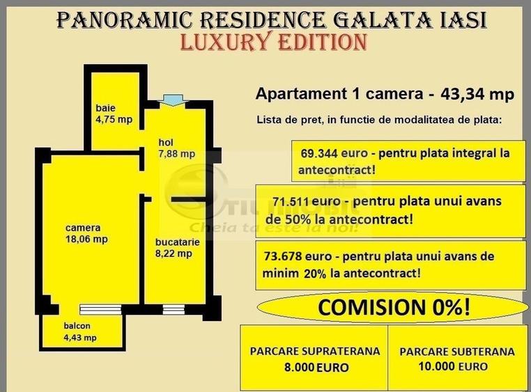 Apartament decomandat de vanzare in Iasi, Galata, 43,34 mp, bloc nou - 2