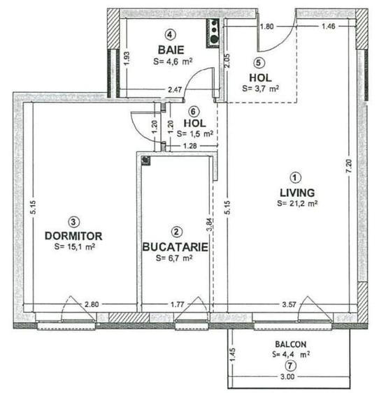 Apartament cu 2 camere semidecomandat în Central
