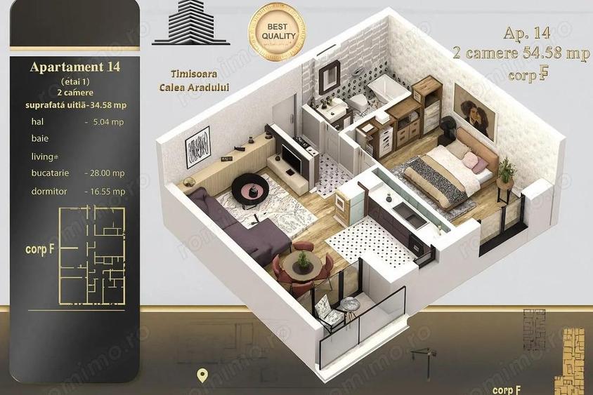 Piata Verde! 2 Cam! 53 mp! Et 3! Lift! 132.000 Euro! - 1