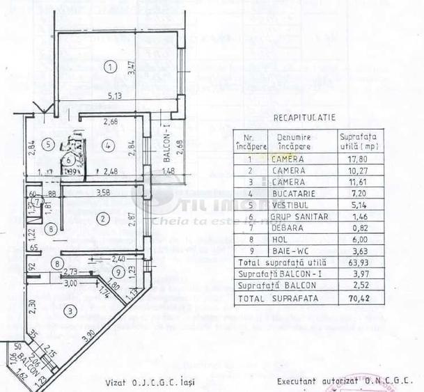 Apartament cu 3 camere – 71 m.p.- Nicolina 2, geam la baie - 12