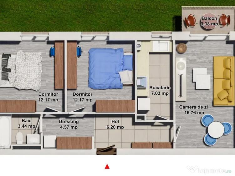 Cosmopolis Apartament 2 dormitoare decomandat cu bucatarie inchisa - 2