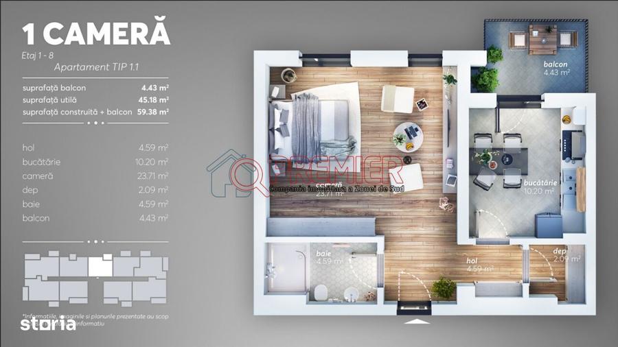 Garsoniera spatioasa de 50 mp - Sector 4 - Grand Arena - 1