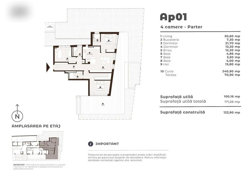Apartament cu 4 camere decomandat în Timpuri Noi