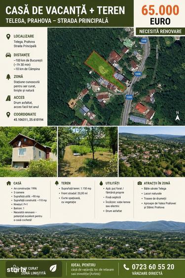 Casă cu 3 camere cu Teren 1150 Mp în Telega