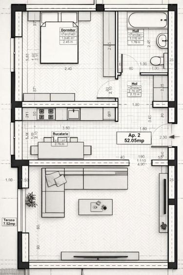 Proprietar vând apart. 2 camere+parcare in CF,  2025, mobilat premium Staer - 1