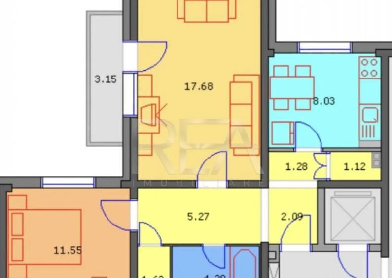 2 camere, 3/8, 56mp, bloc 1980- Lujerului - 1