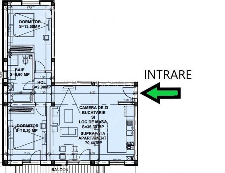 Apartament la cheie 70 mp utili cu 3 camere balon parcare Dn