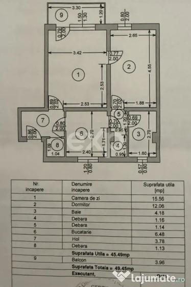 Apartament cu 2 camere semidecomandat, mobilat în Războieni
