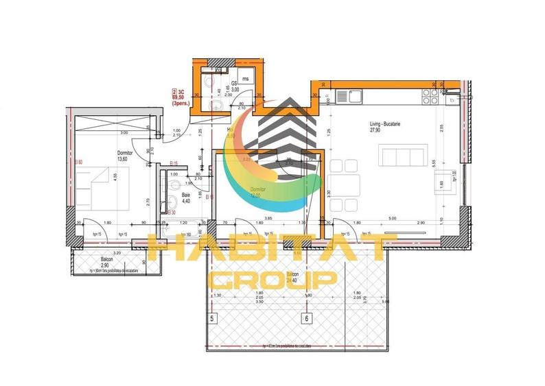 Apartament 3 Camere cu Terasa 24Mp Sector 4 Grand Arena - 2