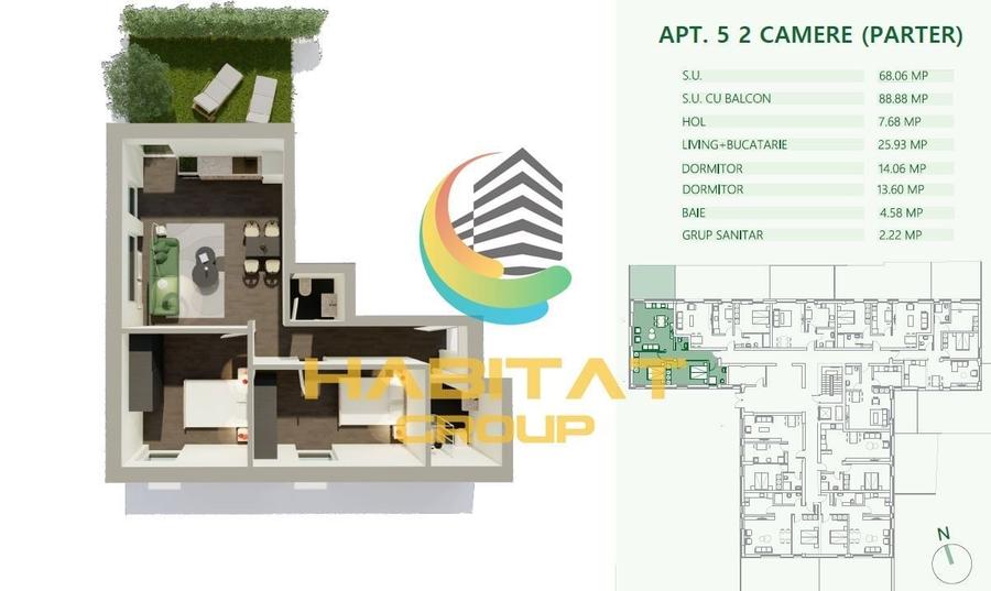 2 camere Mihai Bravu Decomandat la parter cu curte 88 mp - 4