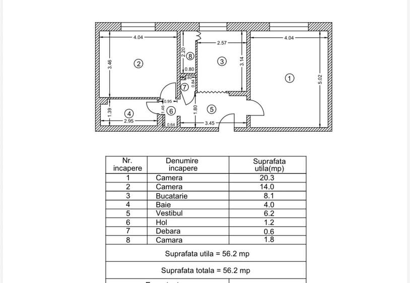 Apartament cu 2 camere decomandat în Nerva Traian