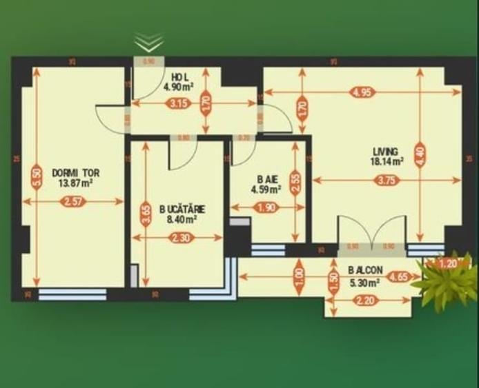 2 Camere Tip1 D. 55mp Evergreen Towers Tatarasi - 500m Kaufland - Mobilat - 8