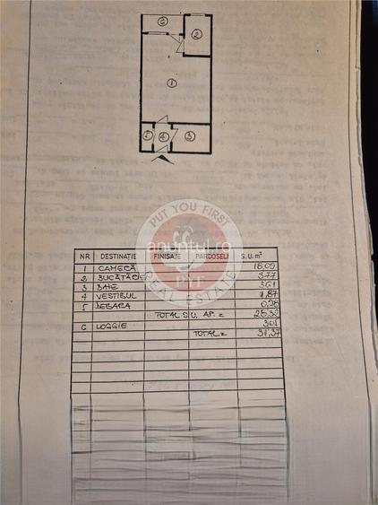 Piata Minis | Garsoniera | Semidecomandat | 32mp | B11447