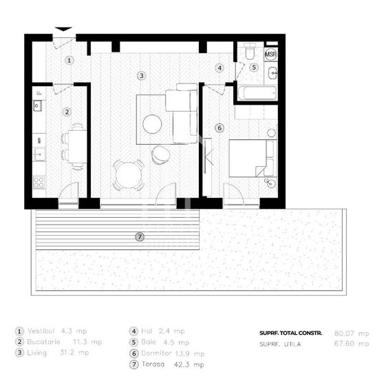 Ap. cu 2 camere, 67,60 mp utili si terasa 67mp| zona Lacul lui Binder - 3