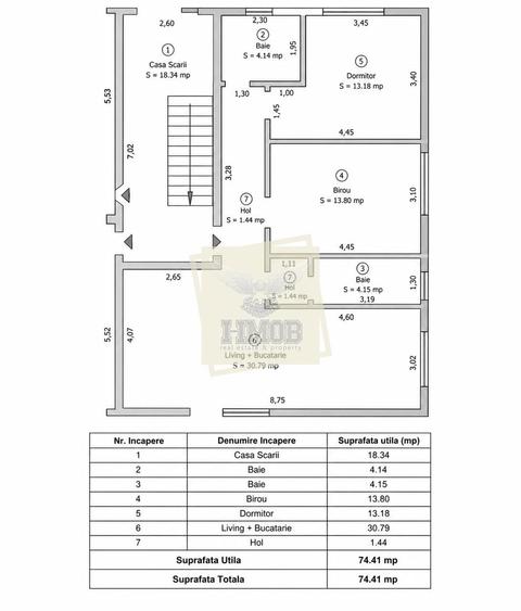 Apartament cu 3 camere în Central