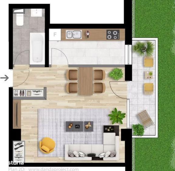 Apartament 1 CAM, SU 37.31 MP, 1 BALCON, zona INTRE LACURI - 1