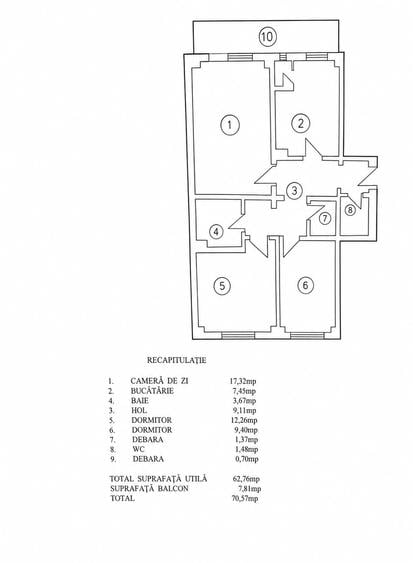 Apartament cu 3 camere în Trivale