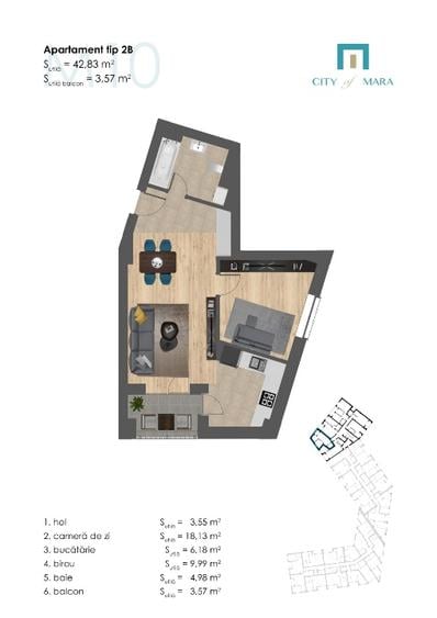 City of Mara Apartament cu 2 camere - 8