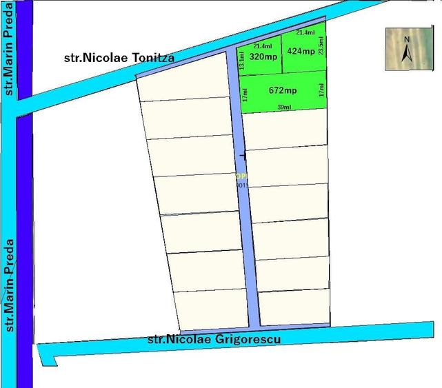 Teren intravilan 1549mp (1416mp utili),3 loturi alaturate,dubla deschidere! - 2