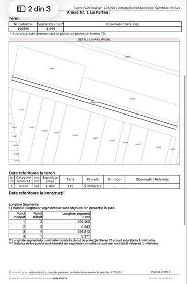 Teren 19 ari - Statiunea Climaterica Sambata - nr cadastral 106896 - 1