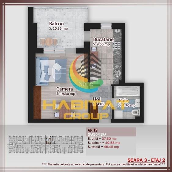 Garsoniera cu terasa - 48 mp - metrou N.Teclu