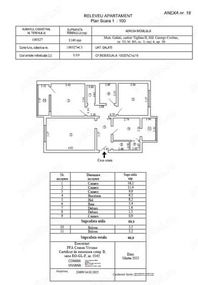 Apartament cu 3 camere decomandat în Țiglina 2
