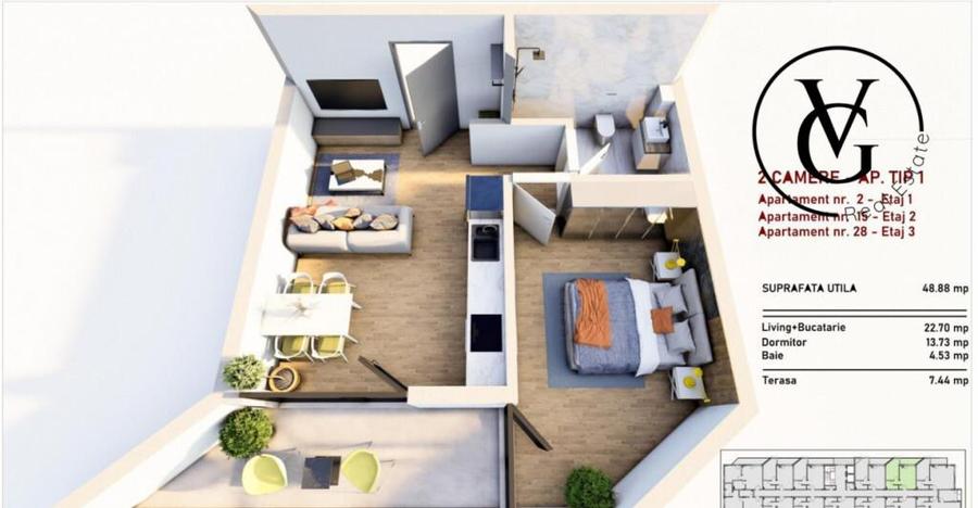 Apartament 2 camere cu rate la dezvoltator Mamaia Sat LIDL - 3