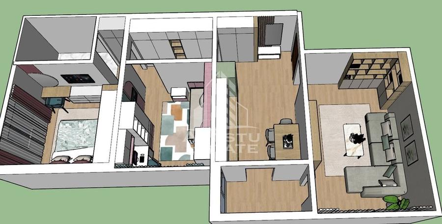 Apartament cu 3 camere, 2 bai, 2 balcoane, decomandat, zona Freidorf - 1