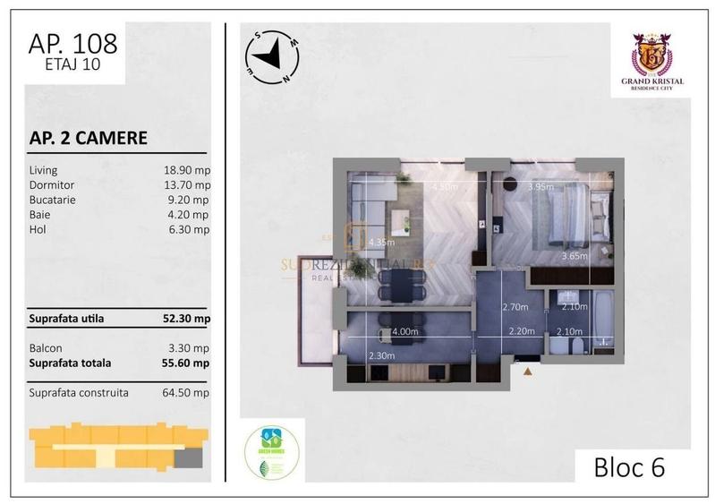 Apartament cu 2 camere | The Grand Kristal Residence – Faza II - 11