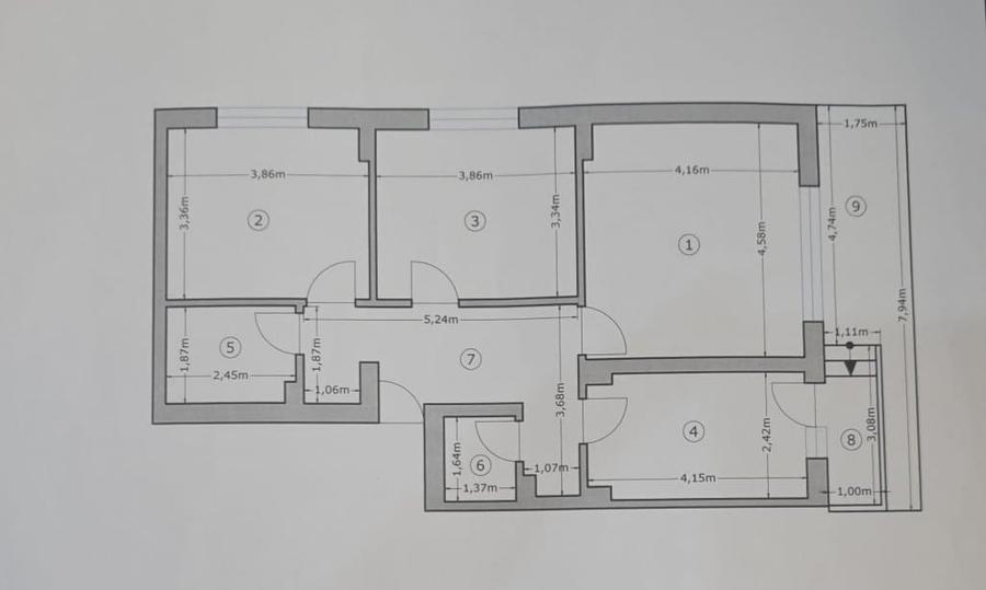 Apartament cu 3 camere decomandat, mobilat în Central