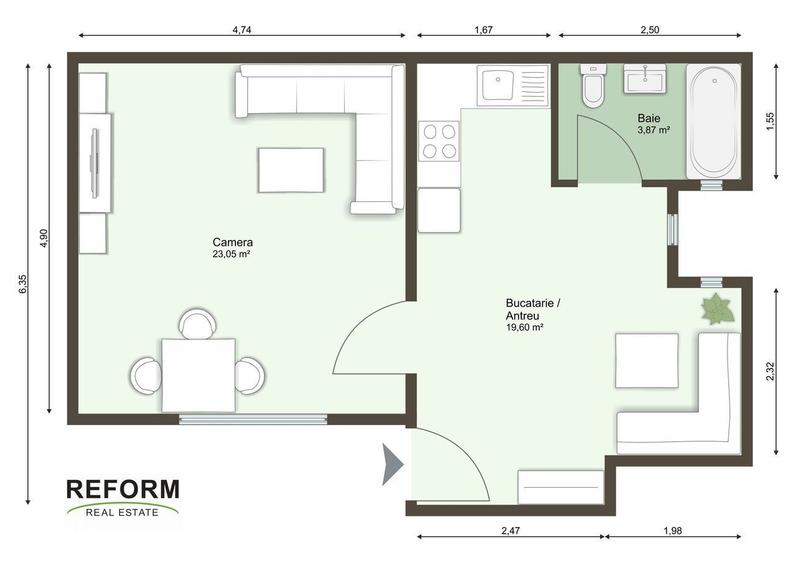 De vanzare apartament o camera 46 mp, zona Piata Mihai Viteazu - 1