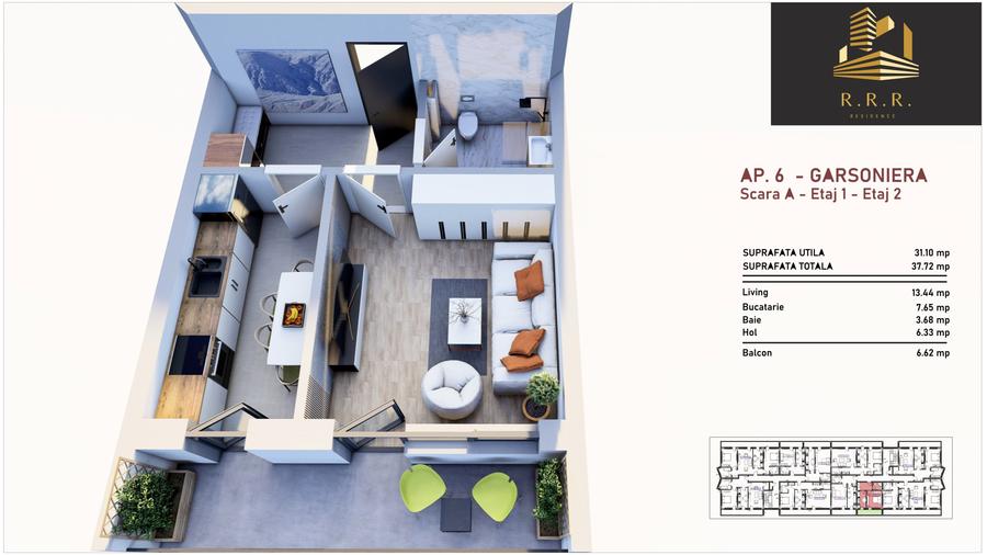 Gars dec 38m.p , incalzire pardoseala, predare 09/2025 , stradal Giurgiului - 1