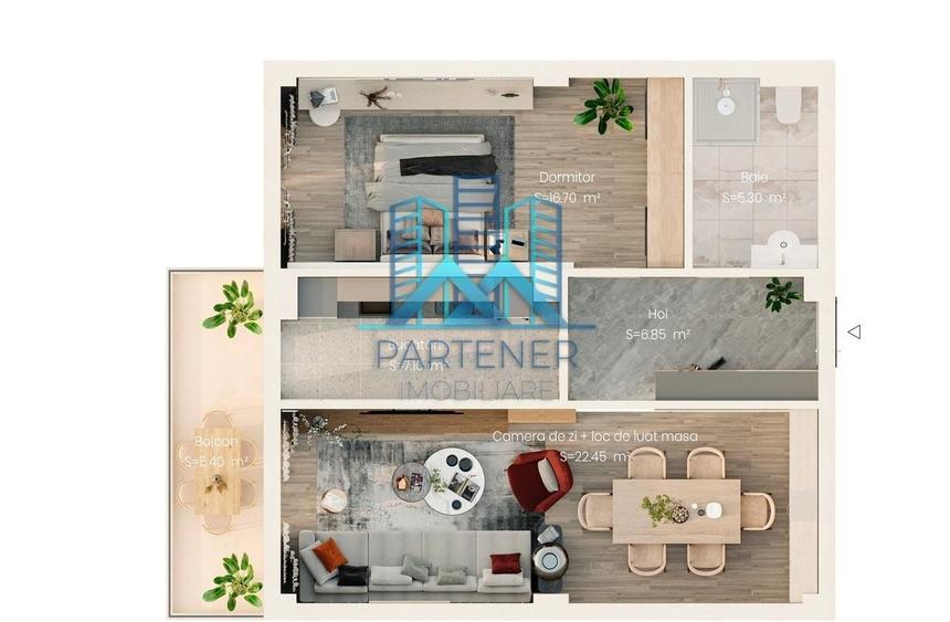 Apartament cu 2 camere decomandat în Valea Lupului