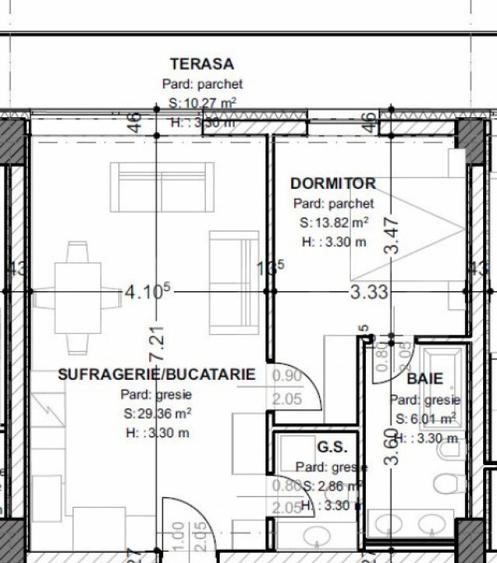 Apartament de vanzare, cu 2 camere, 62 mp, terasa 10 mp, zo - 1