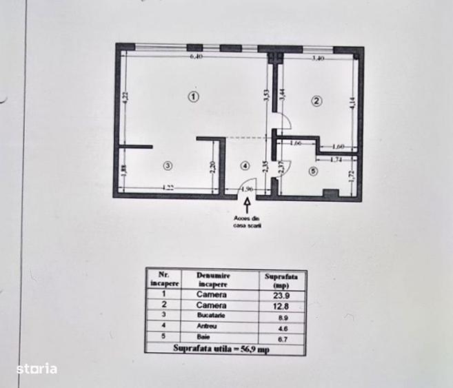 2 Camere 57 mp Zona Gara-Centru Gaze Renovat Total - 1