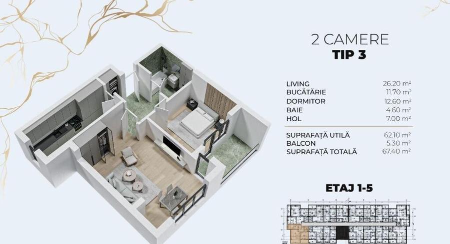 15 Minute Metrou Berceni - 2 Camere Etaj Intermdiar - 1