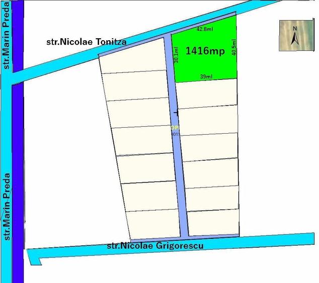 Teren intravilan 1549mp (1416mp utili),3 loturi alaturate,dubla deschidere! - 1