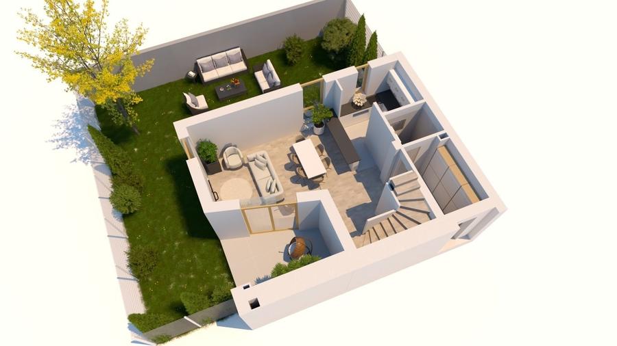 Duplex cu 4 camere cu Teren 200 Mp în Odăile