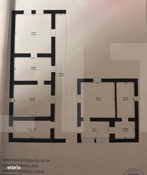 Casa spatioasa, 177 mp construiti, teren 3400 mp, 5 camere, cazan pe l - 1