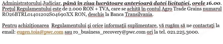 Anunt de Vanzare a Activelor Imobile aflate in patrimoniul societatii SC Agro Trade Grains SRL - 1