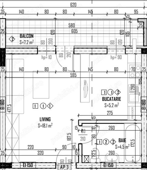 Vand apartament 2 camere, decomandat, in turnu magurele, teleorman - 1