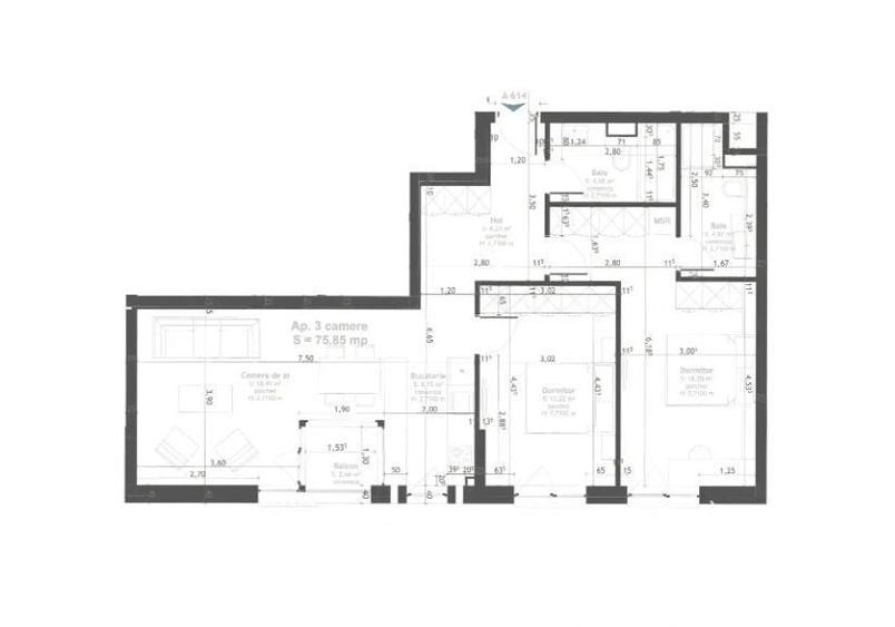 Apartament 3 Camere Semifinisat De Vanzare | Soporului Iulius Mall | B - 1