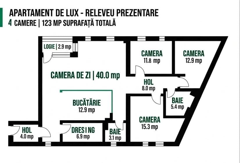 Apartament cu 4 camere semidecomandat în Timpuri Noi