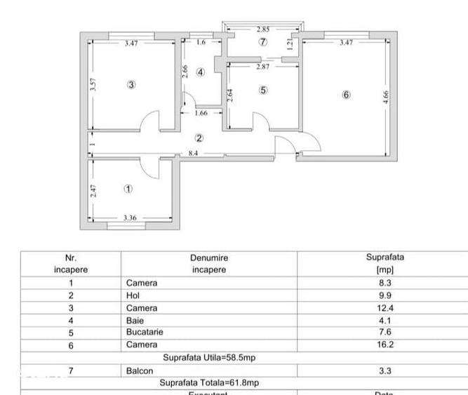apartament 3 camere decomandat zona dionisie cel mic - 1