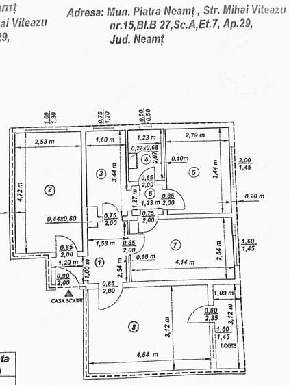 Inchiriez apartament mobilat 4 camere 74,22 mp situat in Piatra Neamt str. Mihai Viteazu - 8